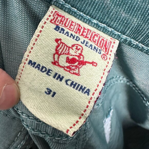 True Religion Blue‎ Green Corduroy Bobby Pants Straight Leg Mens Size 31 Cords - Picture 5 of 14